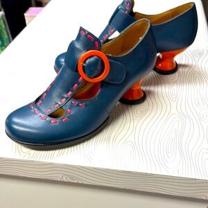 John Fluevog “Enneagram Enthusiast” Mary Jane (Blue and Orange Women's Shoes)